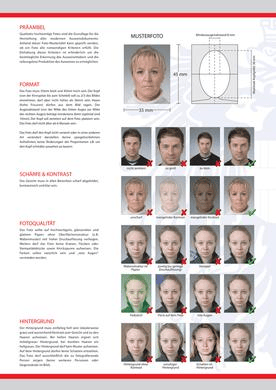 Passport photo guidance document with portrait examples