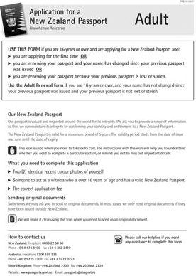 New Zealand adult passport application instructions