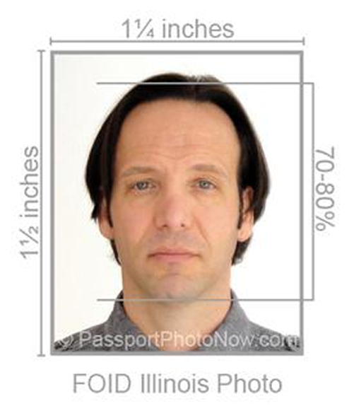 FOID card portrait example with size guides