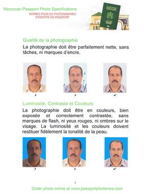 Passport photo guidance document with portrait examples