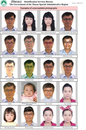 Passport photo guidance document with portrait examples