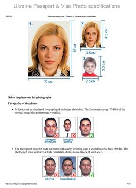 Passport photo guidance document with portrait examples