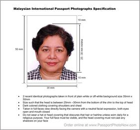 Malaysian passport photo specification diagram