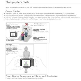 Illustrated photographer guide to passport photo lighting and framing