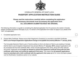 Saint Lucia passport application requirements checklist
