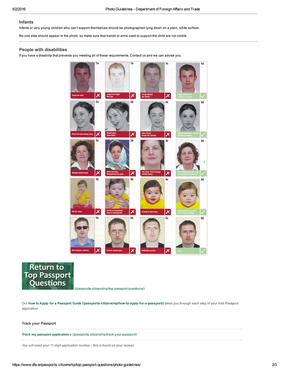 Passport photo guidance document with portrait examples