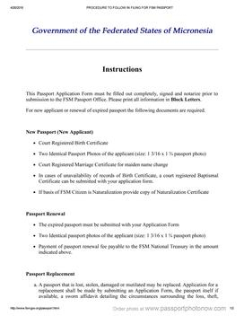 Micronesian passport application instructions