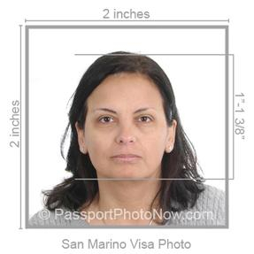 San Marino visa portrait example with size guides