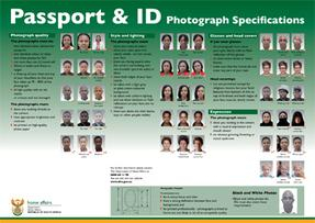 Passport photo guidance document with portrait examples